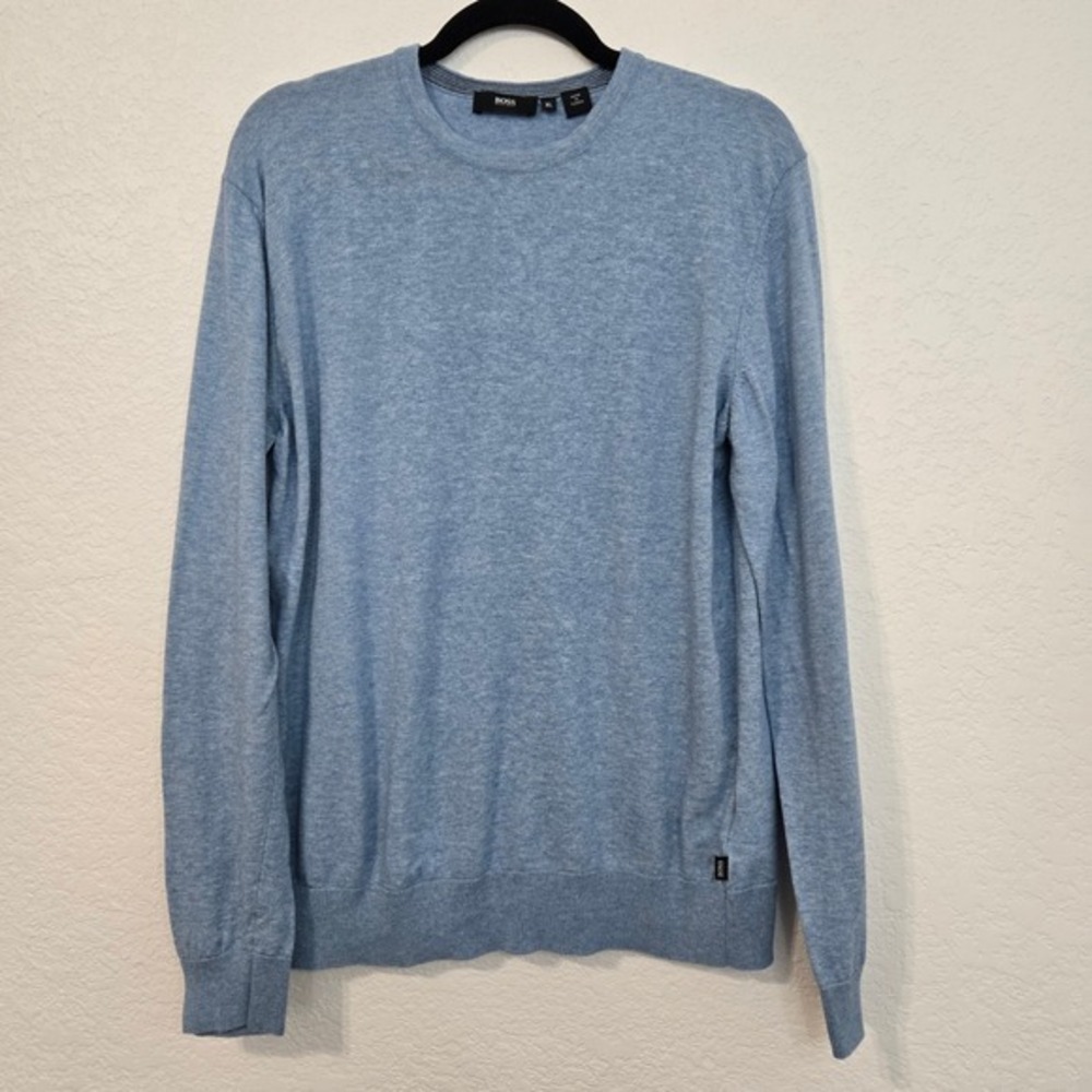 BOSS Hugo Boss Men's XL Blue Cotton Crew Neck Long Sleeve Sweater Casual Career